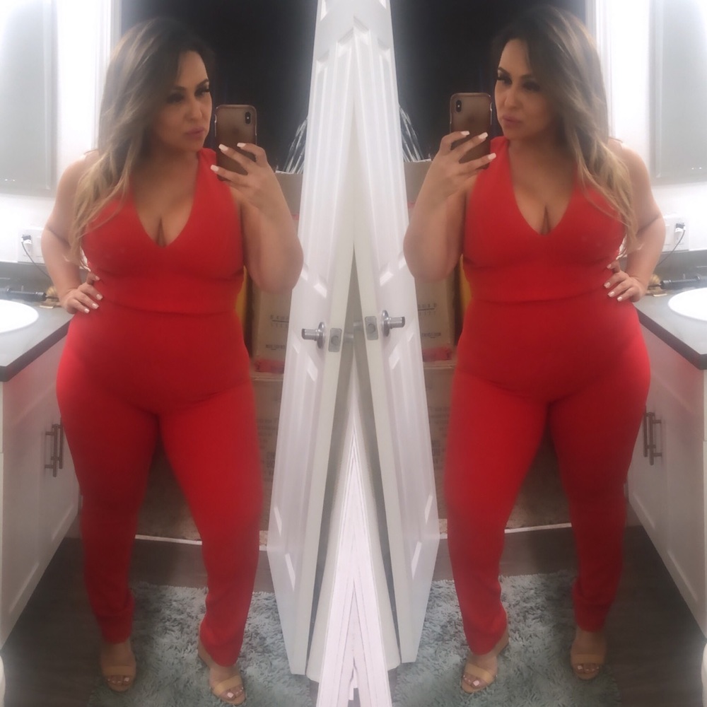 Red Cross Back Jumpsuit